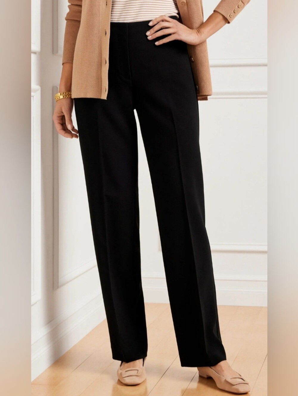 Talbots Black Straight-Leg Women's Trousers/Pants Business/Office 10/Medium